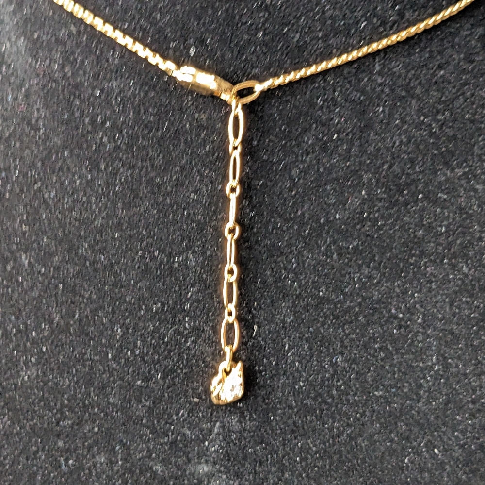 Swarovski Swan Signed Purple Crystal Pendant Gold Tone Necklace - Picture 5 of 7